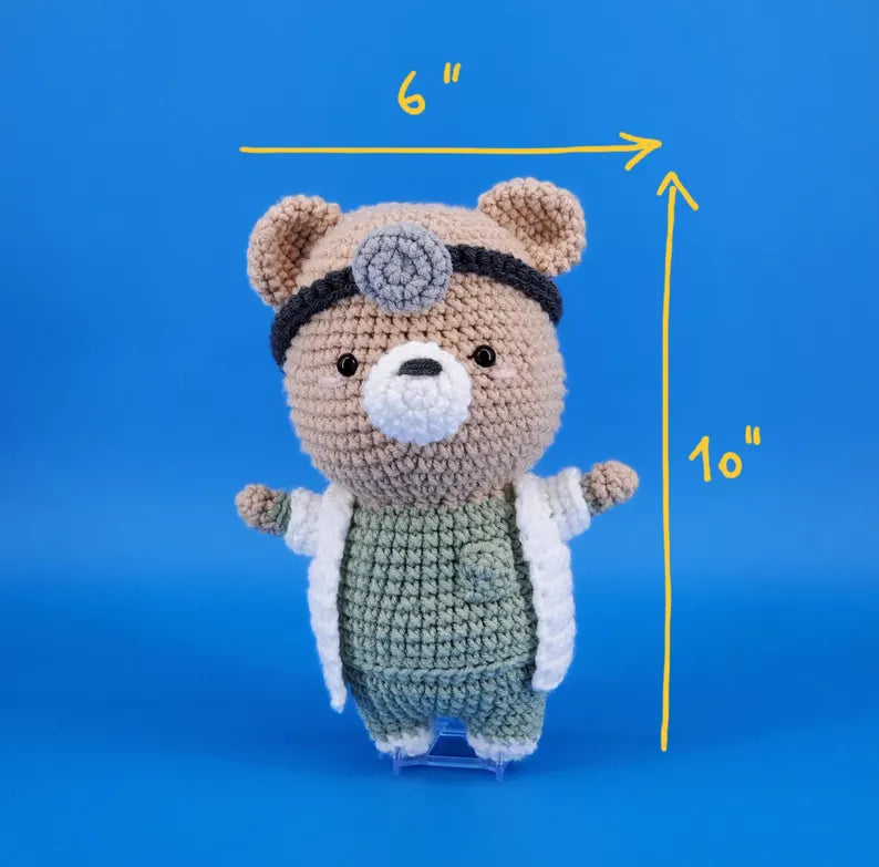 Handmade Crochet Doctor Bear – A Plush Gift for Imaginative Kids & Caring Professionals