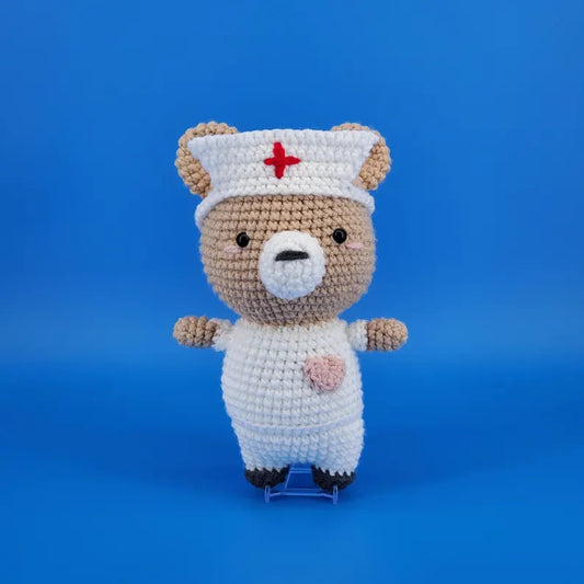 Handmade Crochet Nurse Bear – A Cute Plush Gift for Kids & Healthcare Appreciation